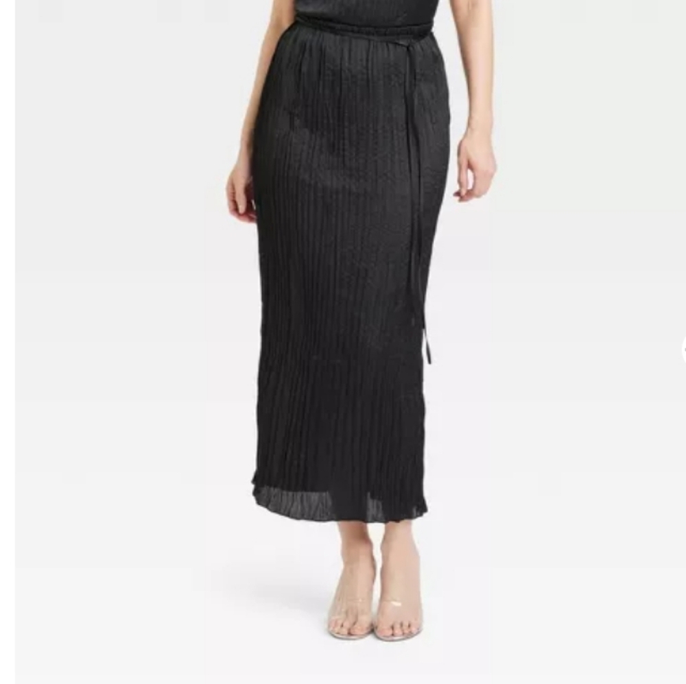 A New Day Satin Crinkle Midi Skirt‎